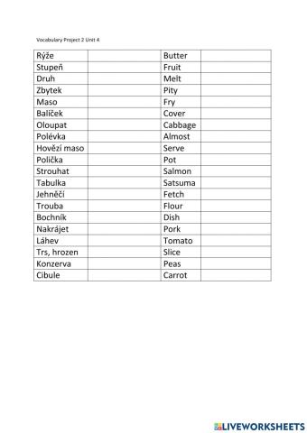 Vocabulary Project 2 Unit 4