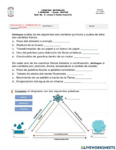 Cambios de la materia