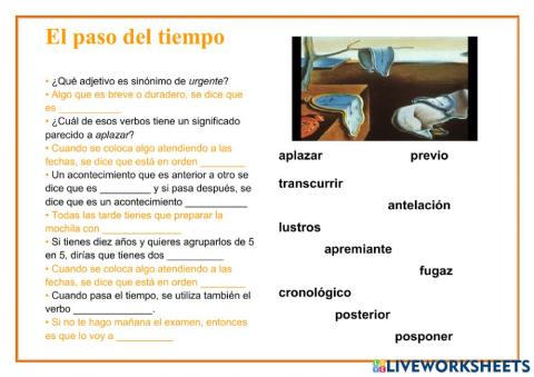 Vocabulario:  El tiempo.