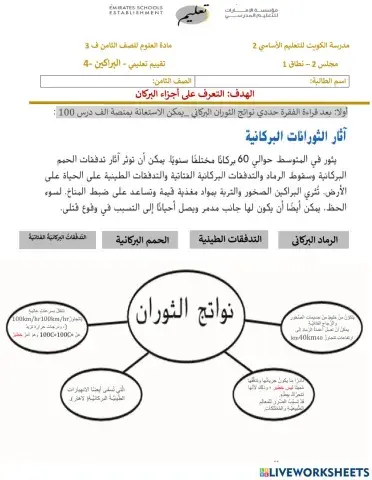 نشاط تعليمي البراكين  الجزء 4