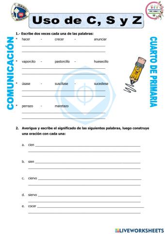 Uso de la letra c.s y z