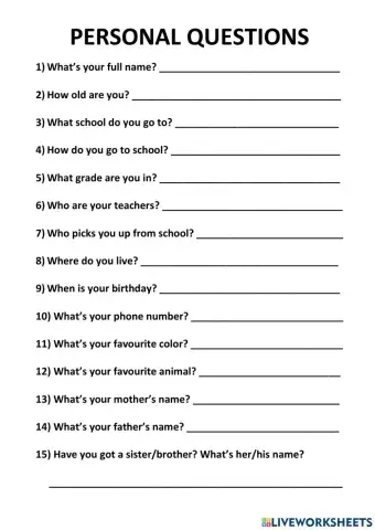 Personal questions (Mora and Cata)