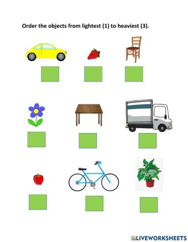 Lightest to heaviest