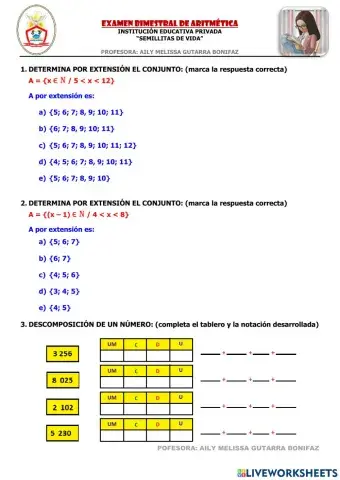 Operaciones con numeros naturales hasta la UM