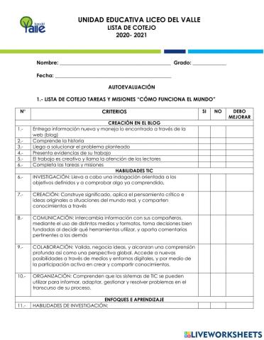 Lista de cotejo
