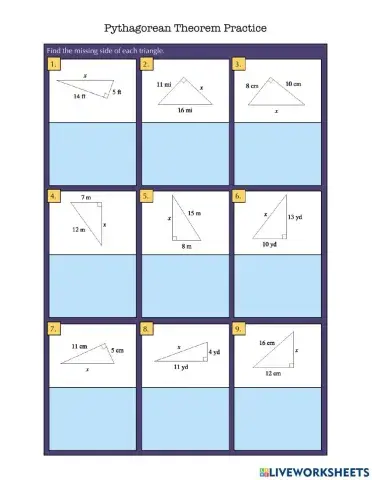 Pythagorean Theorem Practice 1