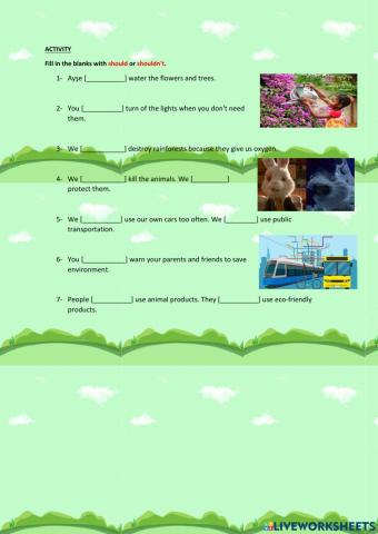 7th grade environment should-shouldnt