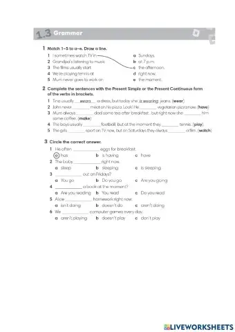 Present simple and continuous