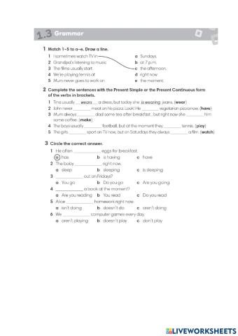 Present simple and continuous