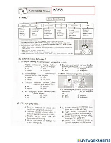 Latihan kata sendi nama