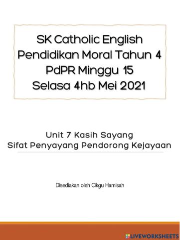Pendidikan Moral Tahun 4 Unit 7 Kasih Sayang - Sifat Penyayang Pendorong Kejayaan