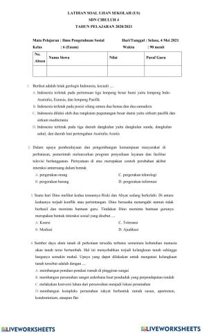 Latihan Ujian Sekolah IPS