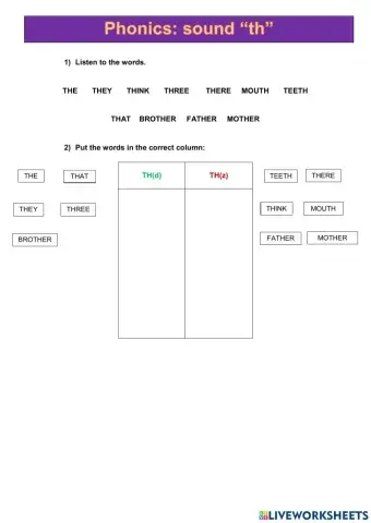 Phonics: sound -th-