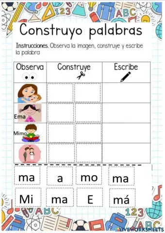 Formar palabras con m