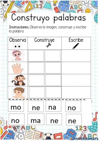 Formar palabras con n