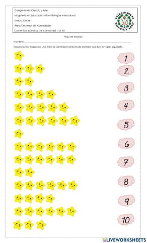 Conteos de los numeros del 1 al 10