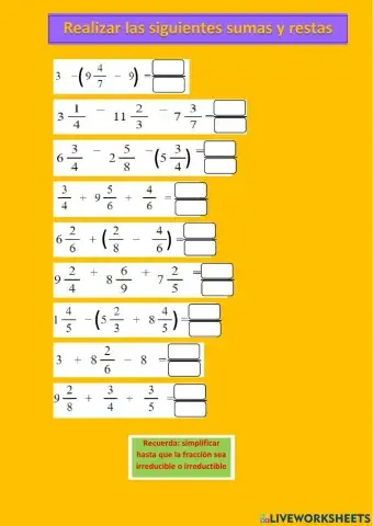Suma y resta de fracciones