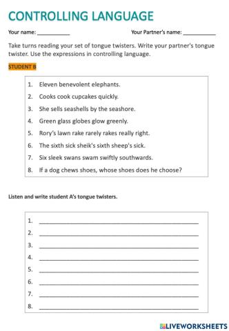 Controlling language B