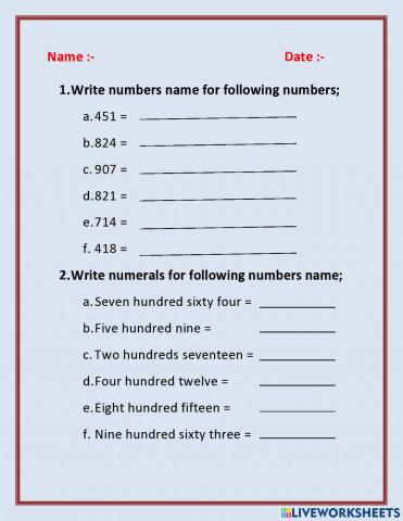 Concept of Numbers