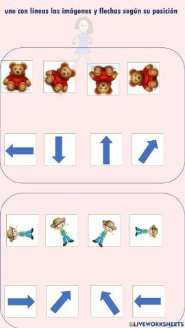 Une con líneas las imágenes y flechas según su posición