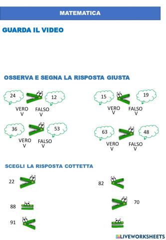 Maggiore minore uguale