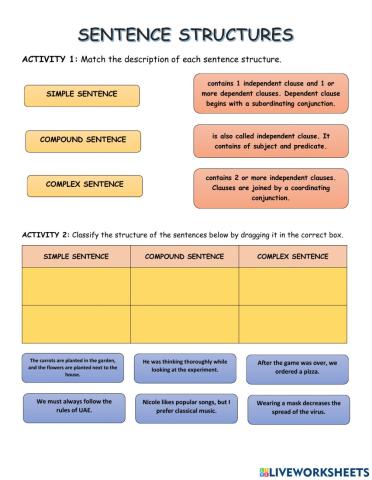Sentence structures 2021
