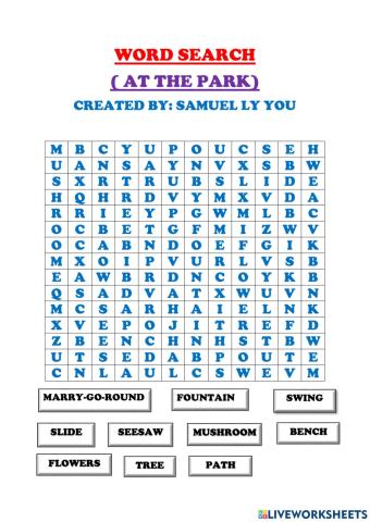Word search ( at the park)