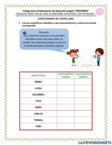 Cuestionario castellano