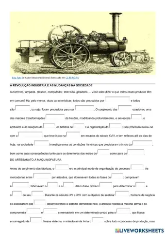 ATIVIDADES SOBRE A REVOLUÇÃO INDUSTRIAL