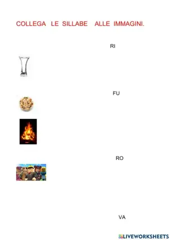 Collega l'immagine alla sillaba