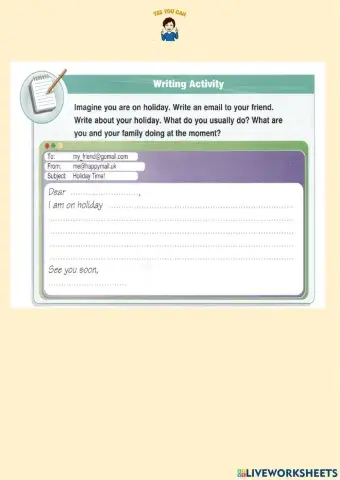 Writing an email- present simple present continuous