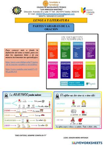 Partes variables de la oración