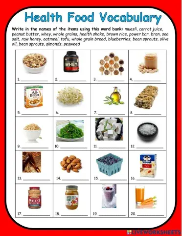 Health Food Vocabulary