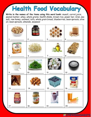 Health Food Vocabulary
