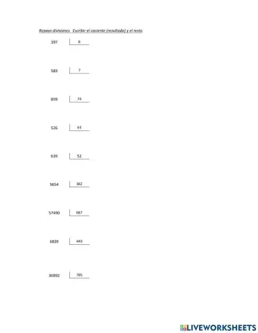 Divisiones por una, dos y tres cifras