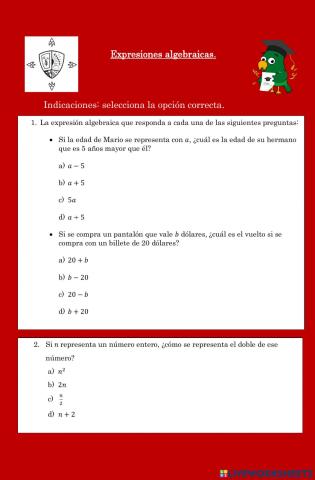 Expresiones algebraicas