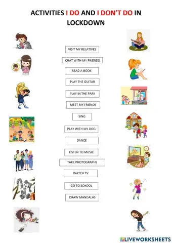 Activities i do and i dont do in lockdown