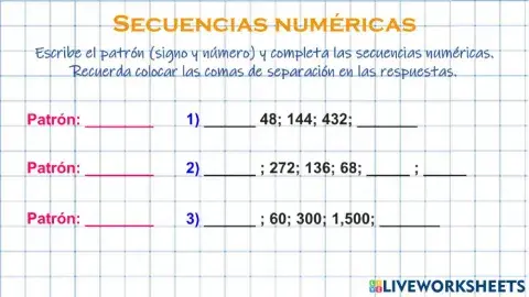 Secuencias Numéricas (multiplicación y división)