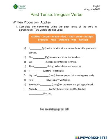 Past tense: Irregular verbs
