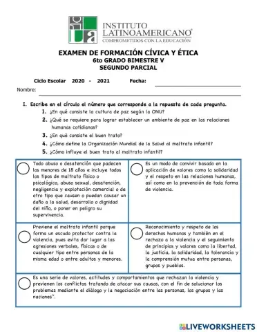 Examen cultura e la oaz