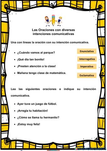 Oraciones con intenciones comunicativas