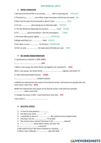 Word formation-Key word transformation