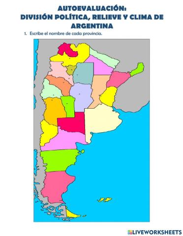 Argentina, división política, relieve y clima