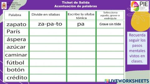 Acentuación de palabras