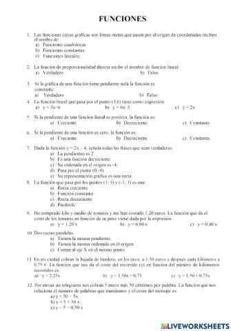 Funciones lineales y afines