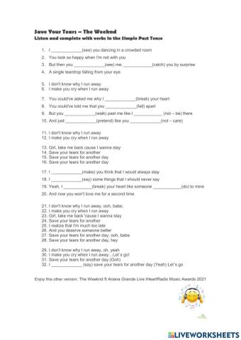 Song: Save Your Tears - The Weeknd