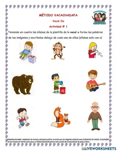 Método Vacachadafa Act. 1 vocal O