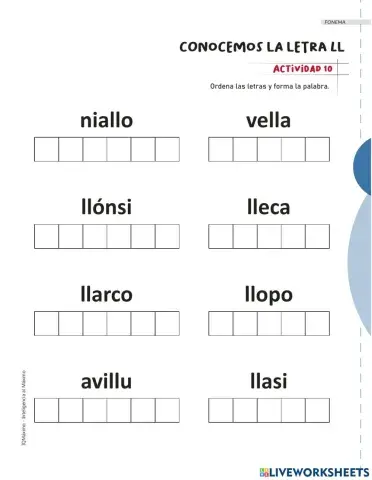 Actividad 10 letra ll