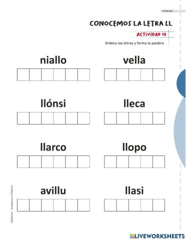 Actividad 10 letra ll