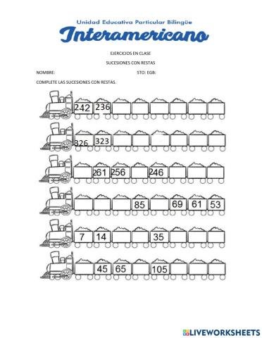 Sucesiones con restas